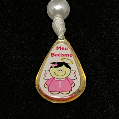 DEZENA DE DEDO PEROLA GOTA LEMBRANÇA BATISMO ROSA 6MM (6 UNIDADES)