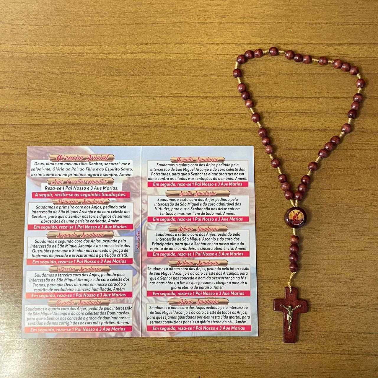 ROSÁRIO DE MADEIRA SÃO MIGUEL ARCANJO MOD2 6MM (3 UNIDADE)