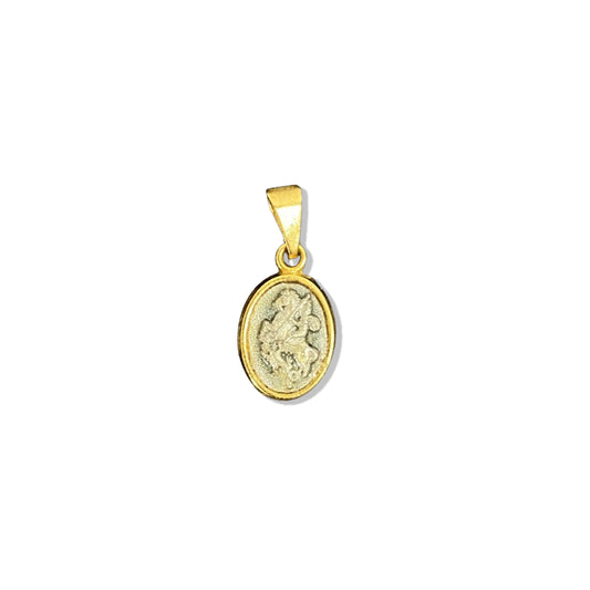 PINGENTE DOURADO OVAL SÃO JORGE EM RELEVO (5 UNIDADES)