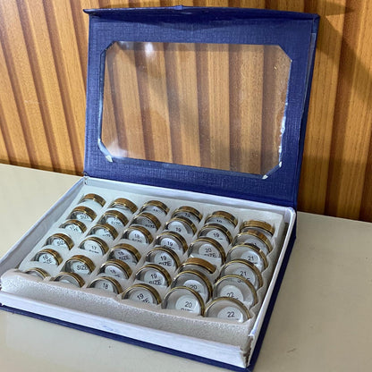 ANEL AÇO INOX COM DOURADO ORAÇÃO DO PAI NOSSO (36 UNIDADES)
