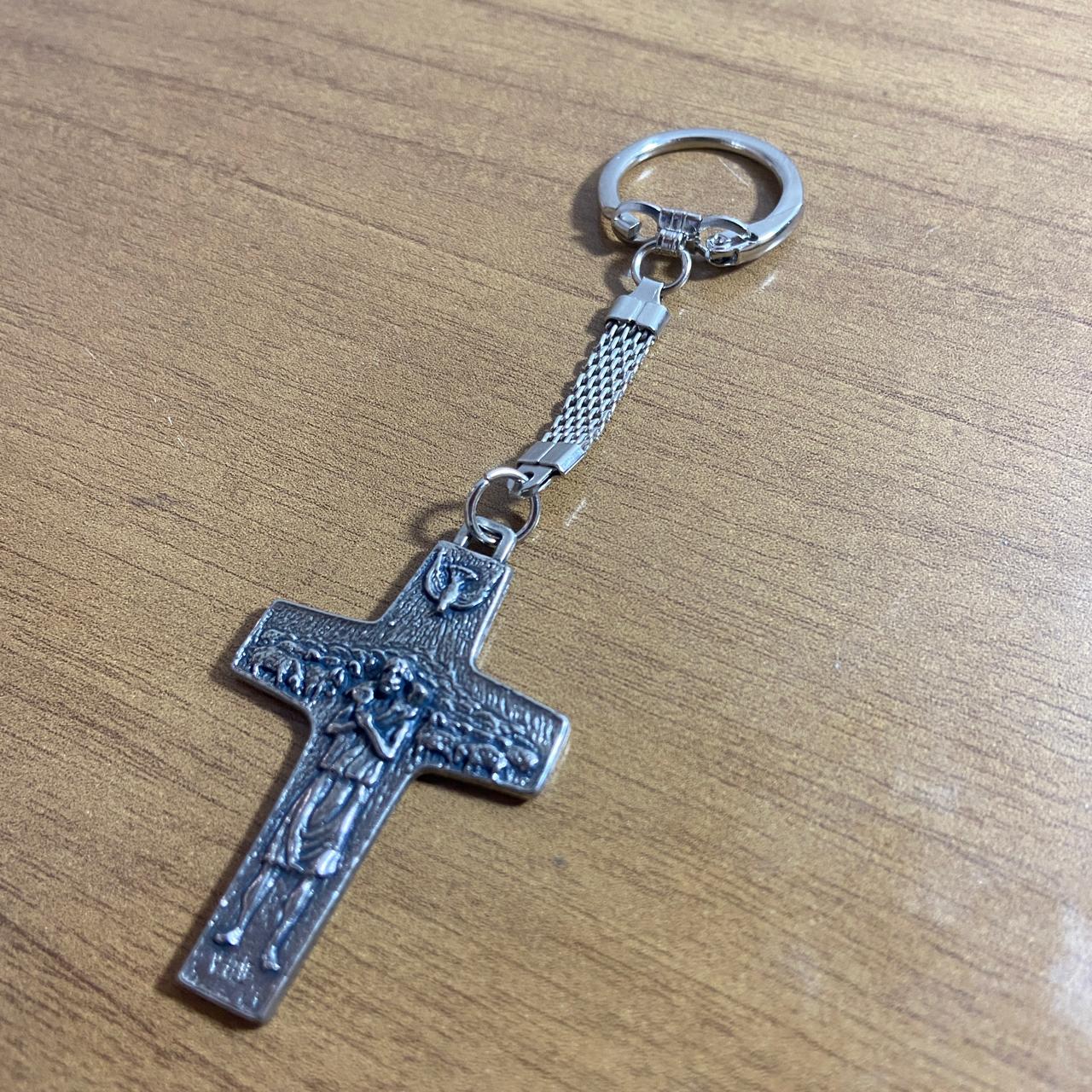 CHAVEIRO METAL CRUZ DO PAPA FRANCISCO  ( 6UNIDADES)