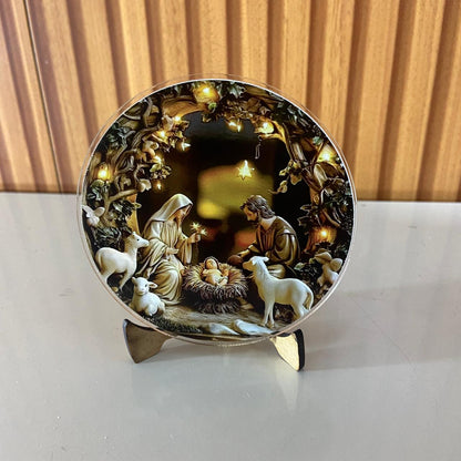 ADORNO DE MESA ACRÍLICO RESINADO PRESÉPIO MOD1 9,5CM (1 UNIDADE)