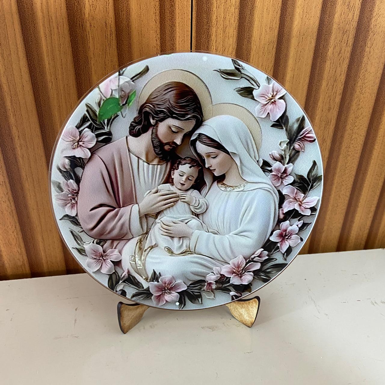 ADORNO DE MESA ACRÍLICO RESINADO SAGRADA FAMÍLIA MOD3 15CM (1 UNIDADE)
