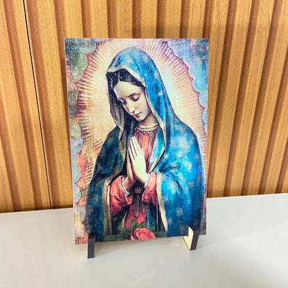 PLAQUINHA DE MESA MDF RESINADO NOSSA SENHORA DE GUADALUPE 19CM x 13CM MOD2  (1 UNIDADE)