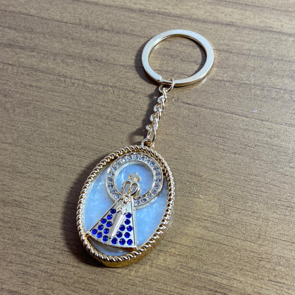 CHAVEIRO LUXO NOSSA SENHORA APARECIDA MADREPÉROLA COM STRASS MOD2 (6 UNIDADES)