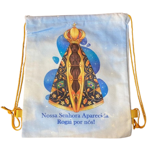 MOCHILA SACO NOSSA SENHORA APARECIDA 39,5x35,5CM  - MOD1 (1 UNIDADE)