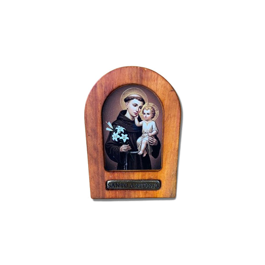 ADORNO DE MESA MADEIRA RESINADA SANTO ANTÔNIO 11CM (1 UNIDADE)