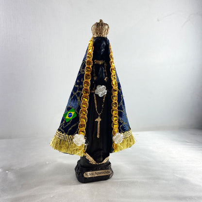 IMAGEM DE GESSO NOSSA SENHORA APARECIDA COM MANTO 17CM (1 UNIDADE)