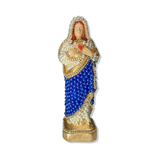 IMAGEM DE GESSO COM PÉROLA IMACULADO CORAÇÃO DE MARIA 20CM (1 UNIDADE)