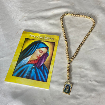 TERÇO PÉROLA BEGE NOSSA SENHORA DAS DORES MOD2 6MM (1 UNIDADE)
