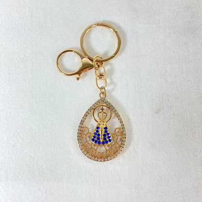 CHAVEIRO LUXO NOSSA SENHORA APARECIDA GOTA COM STRASS MOD2 (6 UNIDADES)