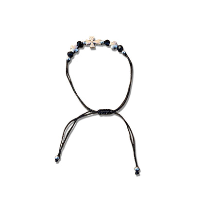 PULSEIRA REGULÁVEL CRISTAL PRETO COM CRUZ   ( 01 UNIDADE)