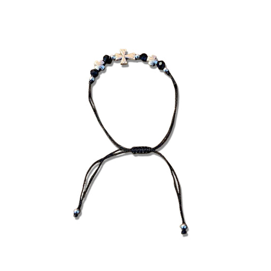 PULSEIRA REGULÁVEL CRISTAL PRETO COM CRUZ   ( 01 UNIDADE)