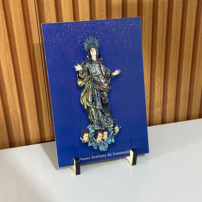 PLAQUINHA DE MESA MDF RESINADO NOSSA SENHORA DA ASSUNÇÃO 19CM x 13CM  (1 UNIDADE)