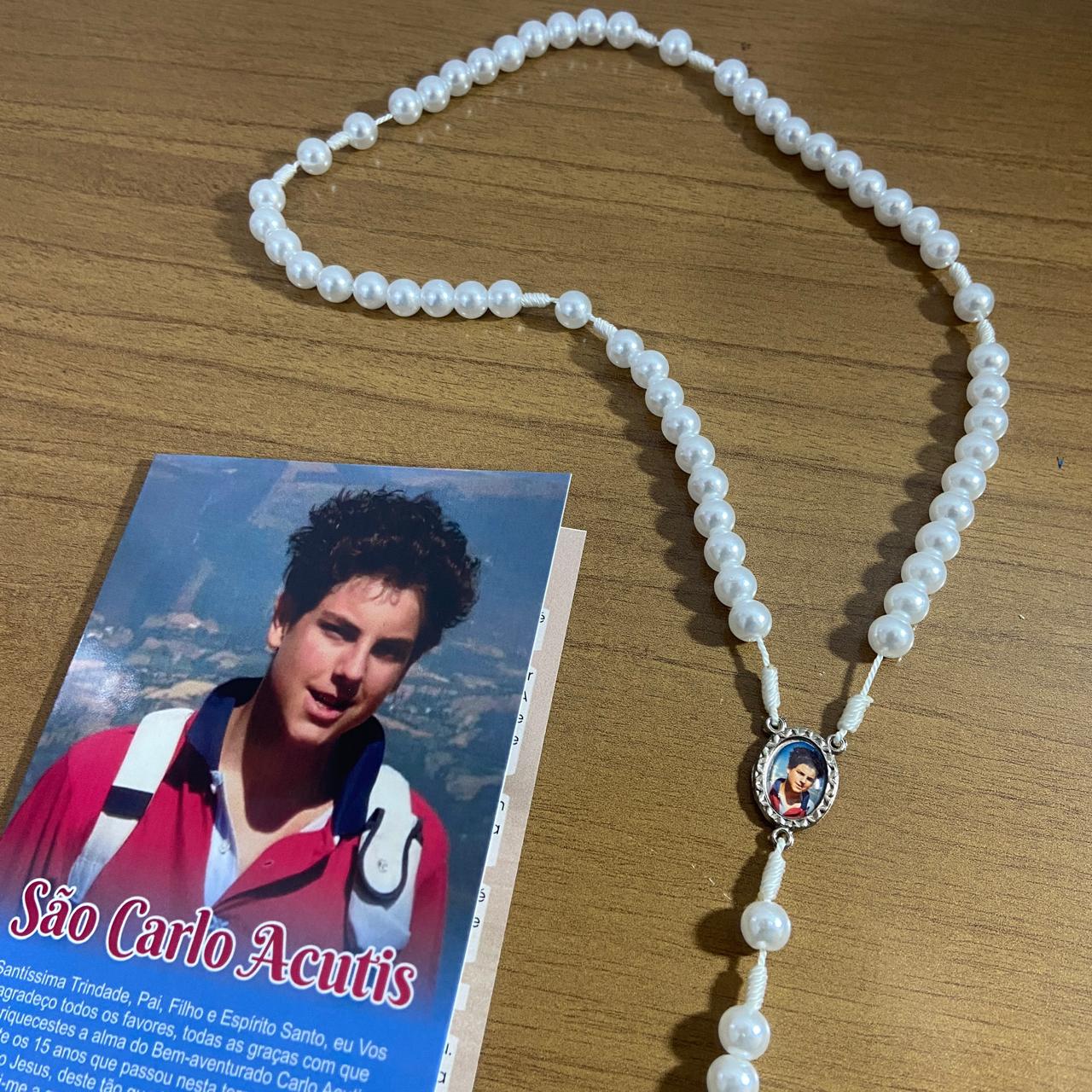 TERÇO PÉROLA CARLO ACUTIS 8MM (1 UNIDADE)