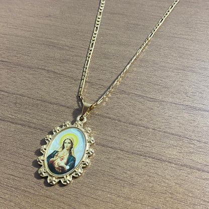 CORRENTE DOURADA IMACULADO CORAÇÃO DE MARIA MOD2 ( 1 UNIDADES)