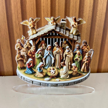 ADORNO DE MESA ACRÍLICO RESINADO PRESÉPIO 10,5CM (1 UNIDADE)