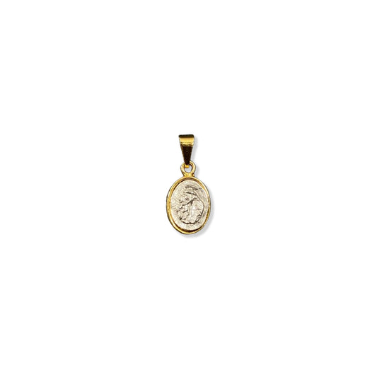 PINGENTE DOURADO OVAL SANTO ANTÔNIO EM RELEVO (5 UNIDADES)