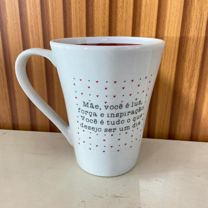 CANECA BRANCA DE PORCELANA LINDA, MARAVILHOSA E MÃE (1 UNIDADE)