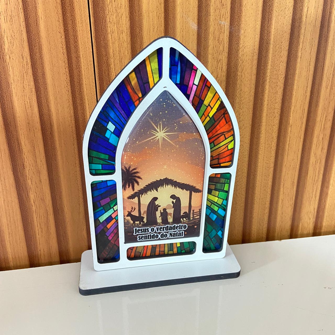 CAPELA MDF VITRAL PRESÉPIO MOD1 18CM (1 UNIDADE)