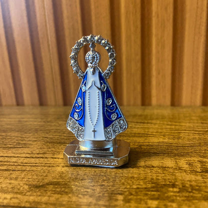 IMAGEM NOSSA SENHORA APARECIDA PARA CARRO PRATA COM AURÉOLA (12 UNIDADES)
