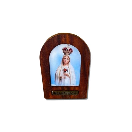 ADORNO DE MESA MADEIRA RESINADA NOSSA SENHORA DE FÁTIMA 11CM (1 UNIDADE)