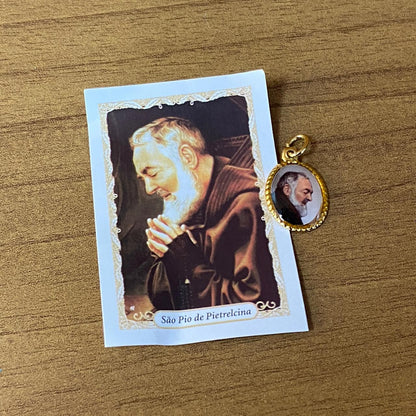 MEDALHA ALUMÍNIO SANTO PADRE PIO (36 UNIDADES)