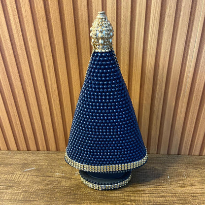 IMAGEM DE GESSO NOSSA SENHORA APARECIDA AZUL E DOURADA COM STRASS 19,5CM (1 UNIDADE)