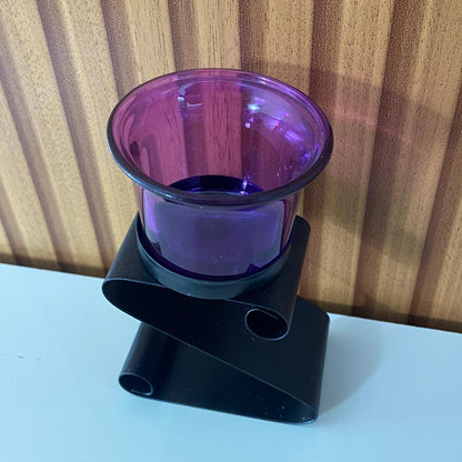 CASTIÇAL DE VIDRO ROXO COM SUPORTE DE METAL 12,5CM (1 UNIDADE)