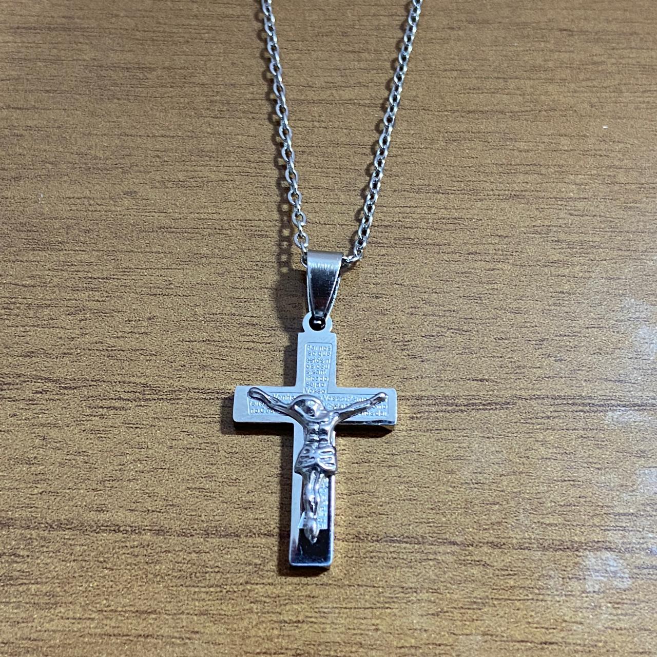 CORRENTE AÇO INOX CRUCIFIXO PAI NOSSO MOD3  (1 UNIDADES)