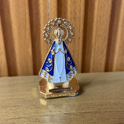 IMAGEM NOSSA SENHORA APARECIDA AUREOLA COM STRASS PARA CARRO MOD2 06CM  (12 UNIDADES)