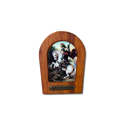ADORNO DE MESA MADEIRA RESINADA SÃO JORGE 11CM (1 UNIDADE)