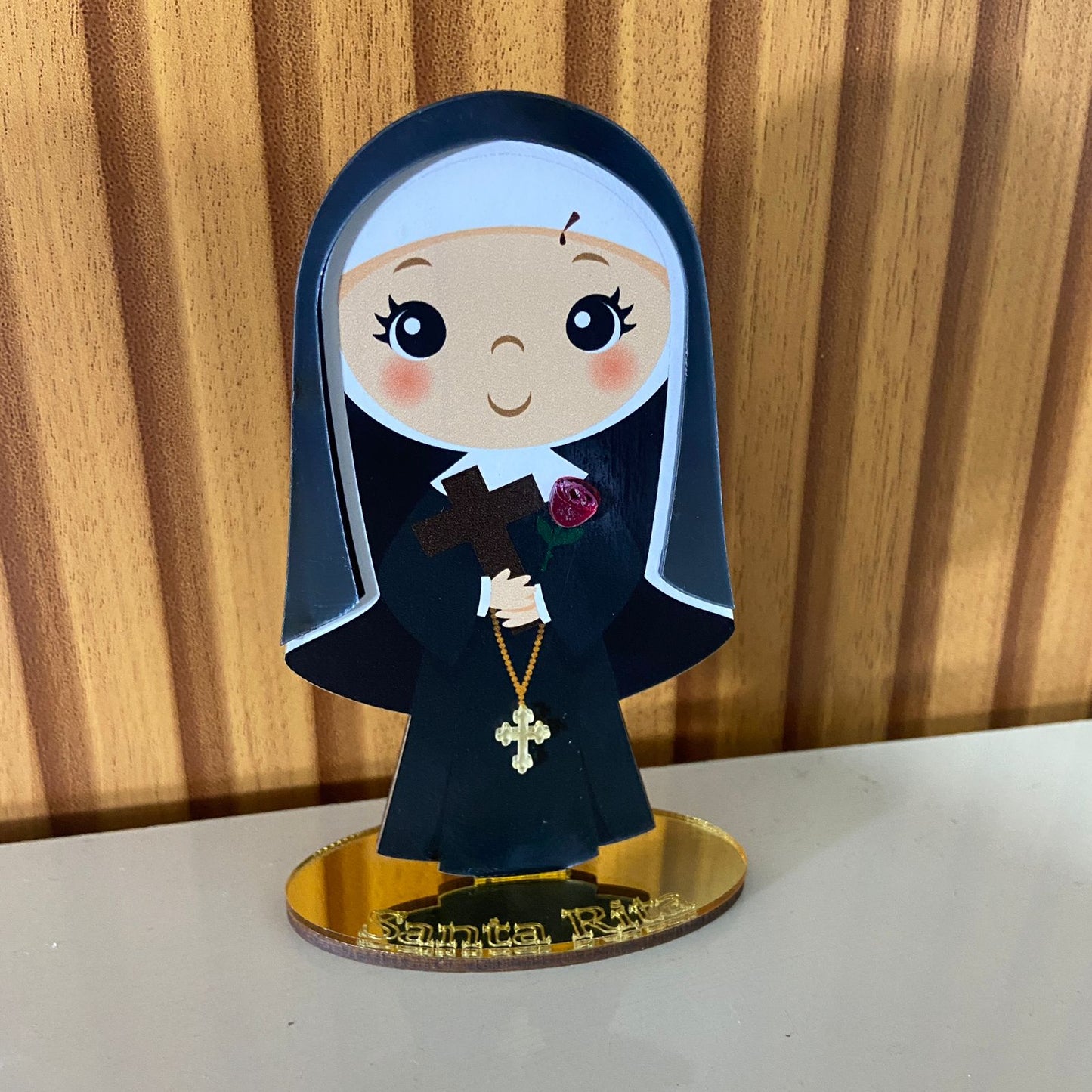 IMAGEM MDF INFANTIL SANTA RITA DE CÁSSIA COM ACRÍLICO 12CM (1 UNIDADE)
