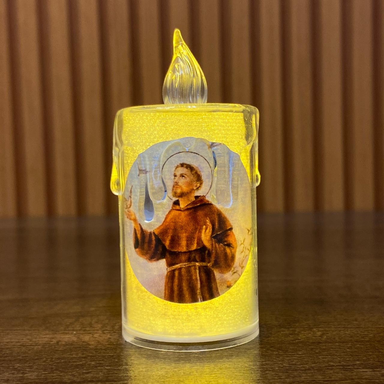 VELA ELETRÔNICA TRANSPARENTE SÃO FRANCISCO 08CM ( 3 UNIDADES)