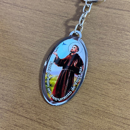 CHAVEIRO METAL OVAL RESINADO SÃO FRANCISCO DE ASSIS (6 UNIDADES)