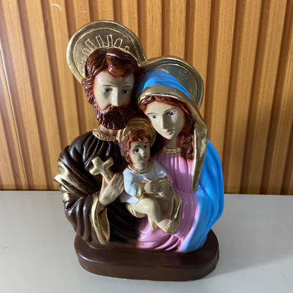 BUSTO DE GESSO SAGRADA FAMÍLIA 20CM (1 UNIDADE)