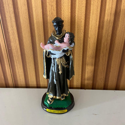 IMAGEM DE RESINA NACIONAL SÃO BENEDITO 15CM (1 UNIDADE)