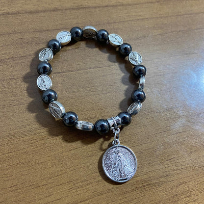 PULSEIRA HEMATITA NOSSA SENHORA APARECIDA MOD3 (12 UNIDADES)