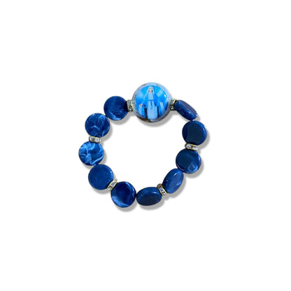 PULSEIRA ACRÍLICA COM MEDALHA RESINADA NOSSA SENHORA DAS GRAÇAS  (03 UNIDADES)