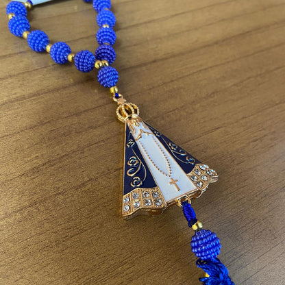 DEZENA PARA CARRO NOSSA SENHORA APARECIDA AMORA AZUL MOD1 10MM (3 UNIDADES)