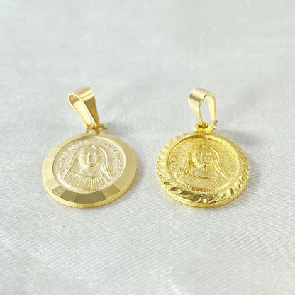PINGENTE DOURADO OVAL NOSSA SENHORA DE MEDJUGORJE (4 UNIDADES)