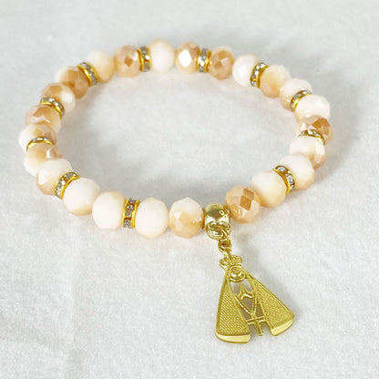 PULSEIRA CRISTAL NOSSA SENHORA APARECIDA CREME ( 3 UNIDADES)