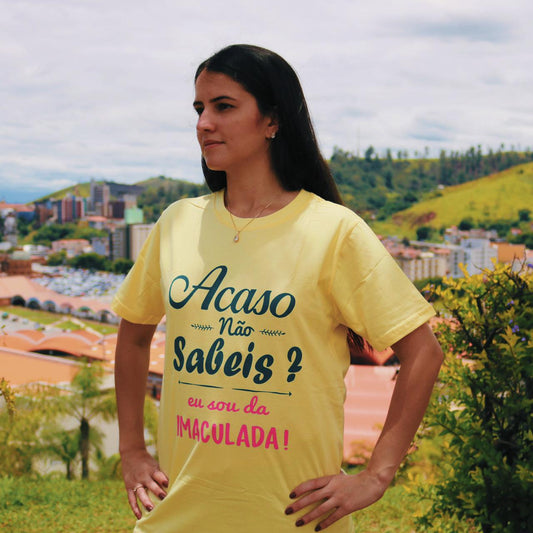 CAMISETA AMARELA EU SOU DA IMACULADA TAMANHO G (1 UNIDADE)