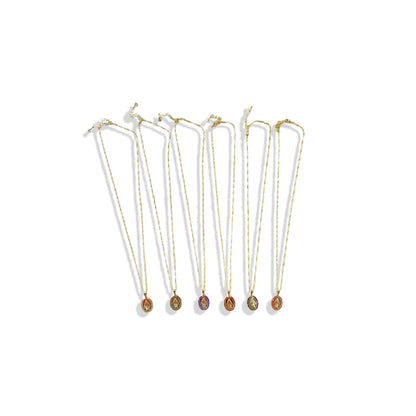 CORRENTE DOURADA OVAL NOSSA SENHORA DAS GRAÇAS G COM STRASS CORES SORTIDAS (3 UNIDADES)
