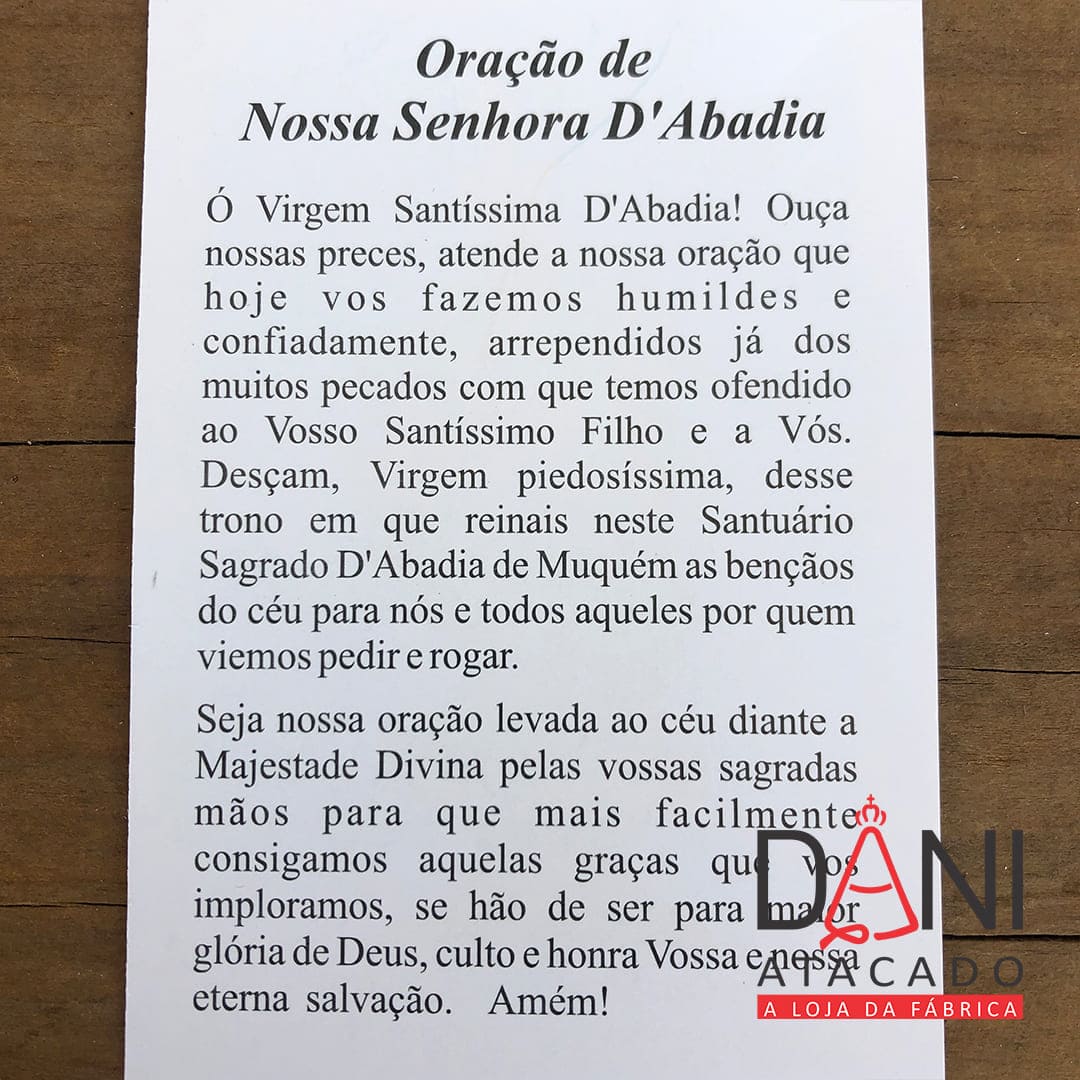 FOLHETO DE ORAÇÃO NOSSA SENHORA D'ABADIA (100 UNIDADES)