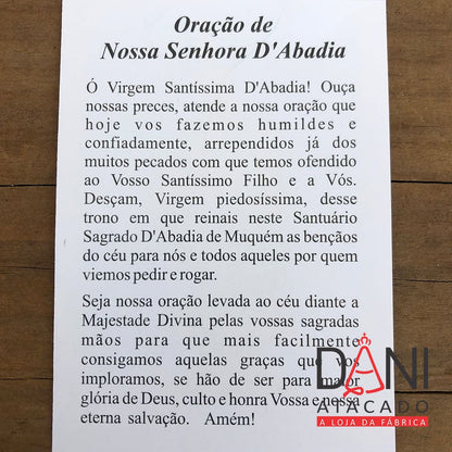 FOLHETO DE ORAÇÃO NOSSA SENHORA D'ABADIA (100 UNIDADES)