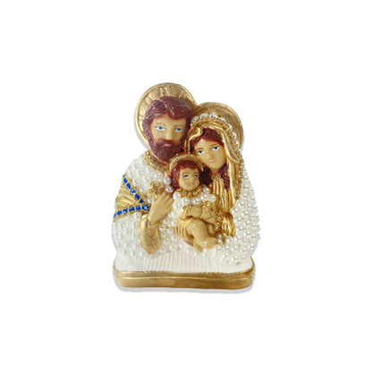 BUSTO DE GESSO SAGRADA FAMÍLIA COM PÉROLA 13CM (1 UNIDADE)