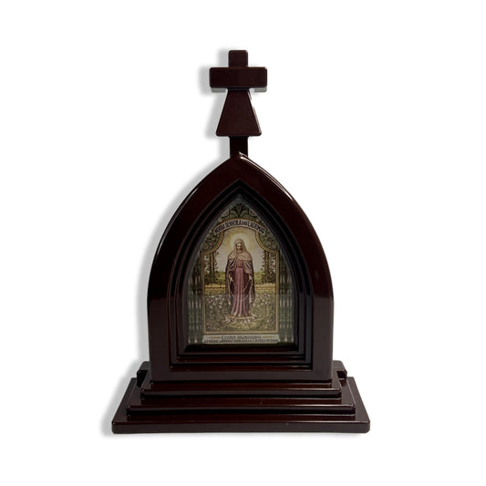CAPELA ACRÍLICA G NOSSA SENHORA DAS LÁGRIMAS MARROM 18X12CM (1 UNIDADE)