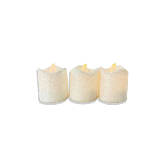 KIT VELA ELETRÔNICA COM GLITER BRANCO 4,5CM (03 UNIDADES)