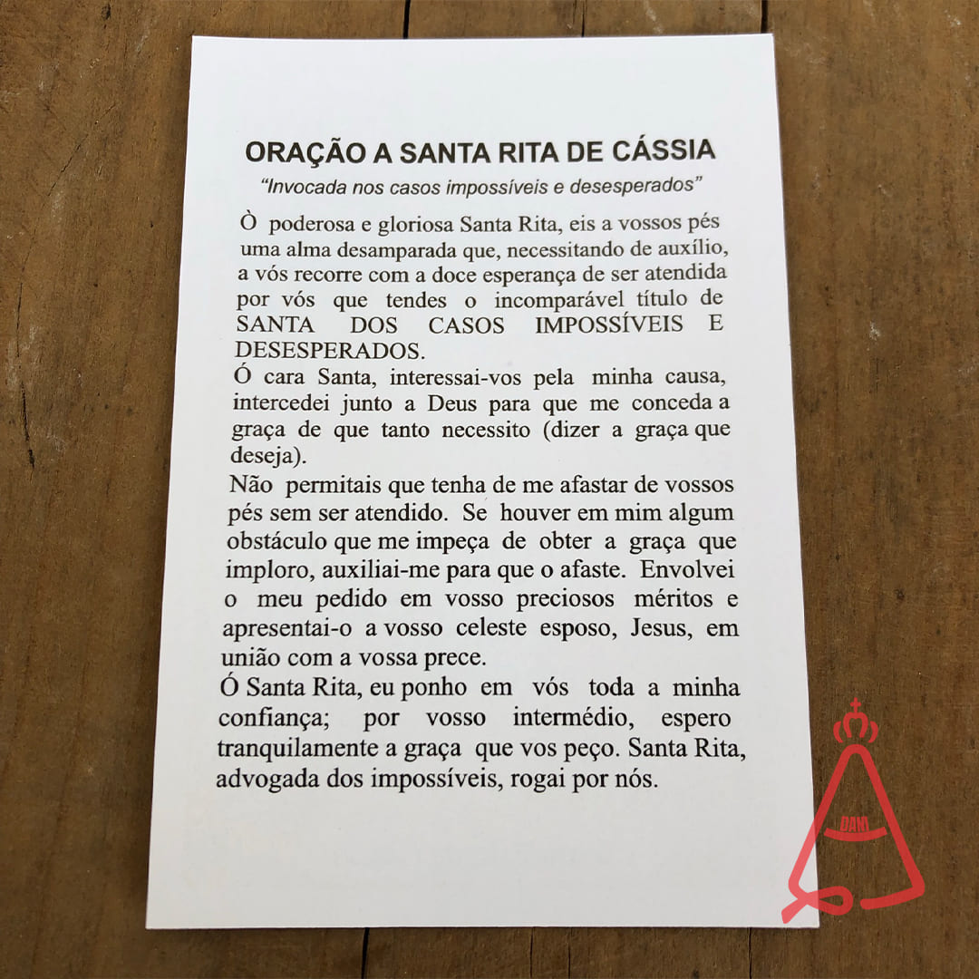 FOLHETO DE ORAÇÃO SANTA RITA DE CÁSSIA (300 UNIDADES)